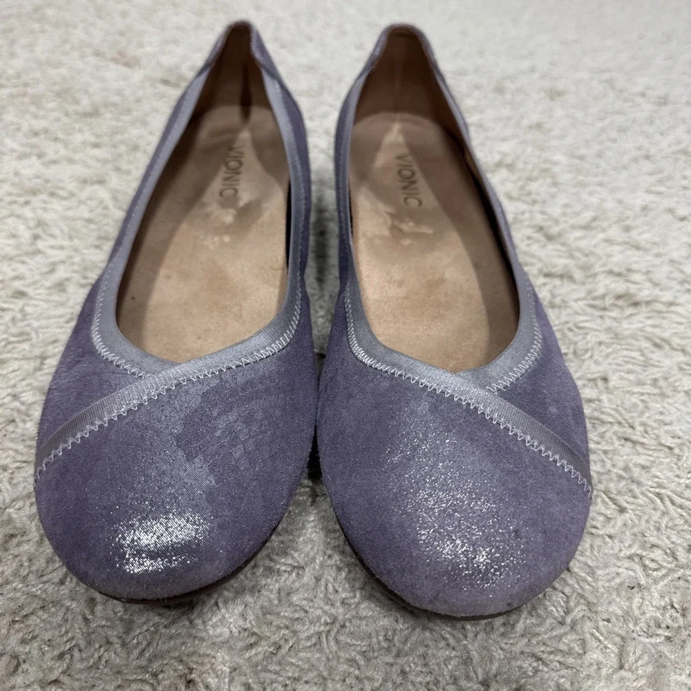 Vionic‎ Carroll Metallic Lavender Snakeskin Slip On Ballerina Flats Women's 9.5M